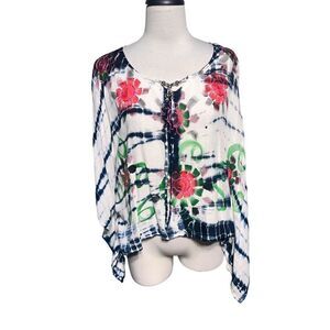 Beach by Exist Poncho Top Tie Dye Free Size Boho Top